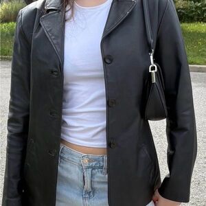 Classic Black real Leather blazer